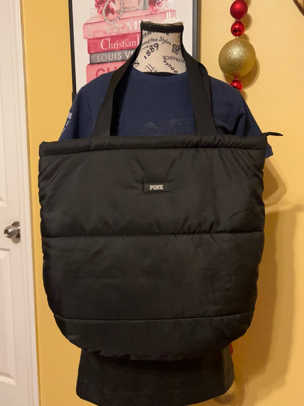 PINK Victoria's Secret Black Padded Tote with Dual Straps